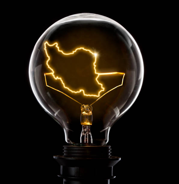 istock Lightbulb with a glowing wire in the shape of Iran (series) 691882576