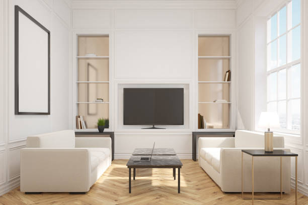 istock Living room with a tv, front 691883186