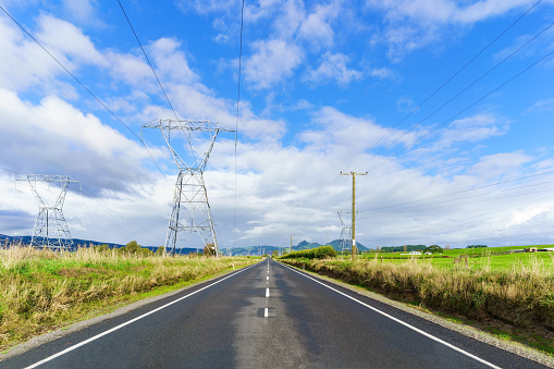 Electricity pylons in North Island of New Zealand