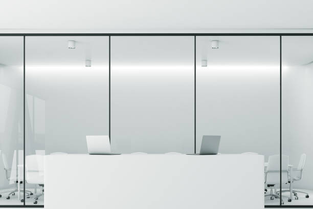istock Reception and white meeting room close up 691888710