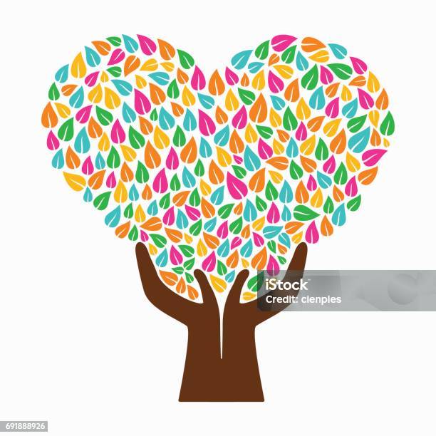 Hand Par Tree Hand Tree Concept Illustration Color Heart Shape Stock Illustration ...