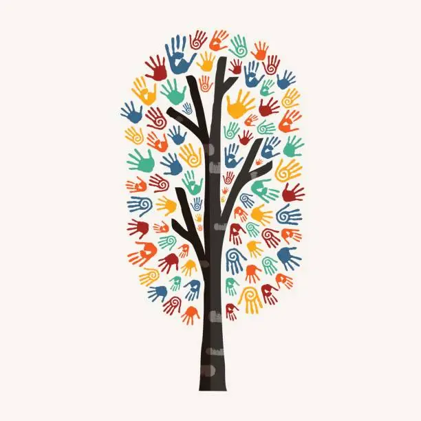 Vector illustration of Hand tree concept illustration for charity help