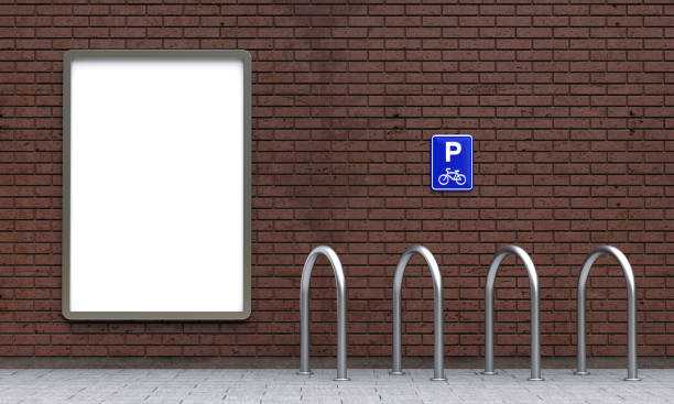 istock White billboard and empty bike parking 691893044