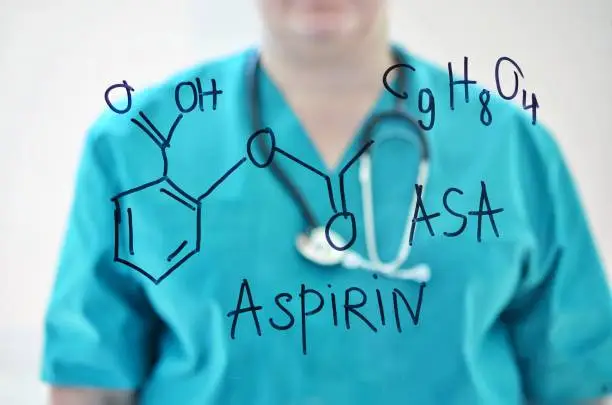 Photo of Chemical formula Aspirin.
