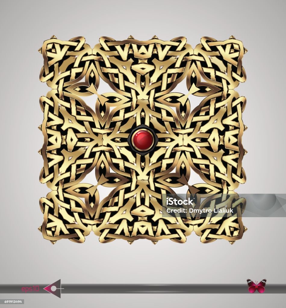 Celtic Square Design Pattern Celtic Pattern Square Vector Ornament Design Element Stock Illustration ...