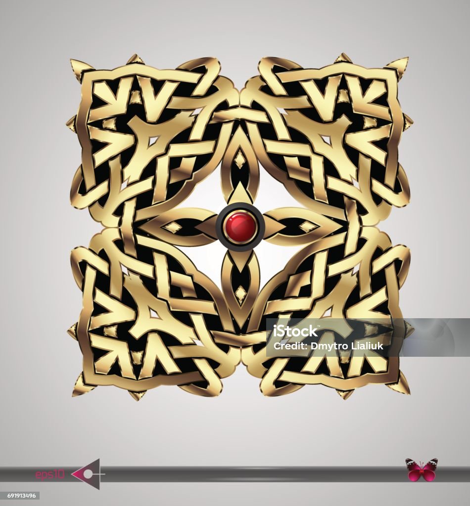 Celtic Square Design Pattern Celtic Pattern Square Vector Ornament Design Element Stock Illustration ...
