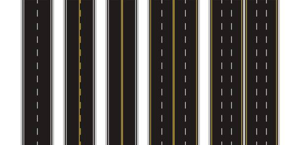 istock Set of Seamless Road Marking on a White Isolated Background 691924284