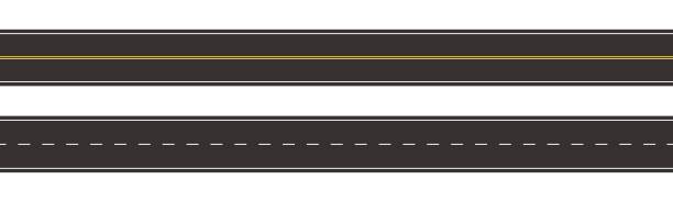 シームレスな道路マーキングの孤立した白地のセット - straight点のイラスト素材／クリップアート素材／マンガ素材／アイコン素材