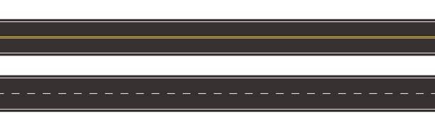 Set of Seamless Road Marking on a White Isolated Background Set of Seamless Road Marking on a White Isolated Background. Top View. Straight Highway Infographic Templates. Vector EPS 10 straight stock illustrations