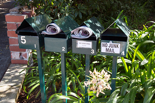 Mail boxes requesting No Junk Mail!