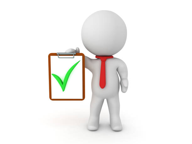 istock 3D Character holding a clipboard with a green check mark 691930262
