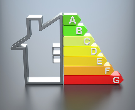 Energy efficiency graph and home symbol