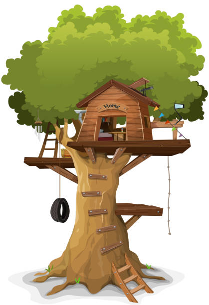 tree house - baumhaus stock-grafiken, -clipart, -cartoons und -symbole