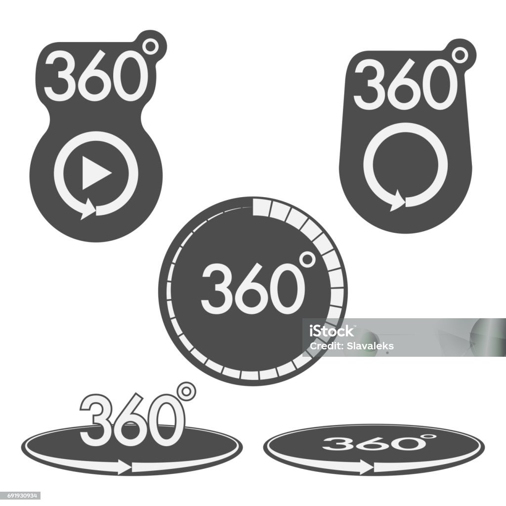 Graden 360 Rondje Vector Set Van 360 Graden Tekenen En Badges Stockvectorkunst en meer ...
