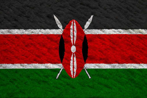 Flag of Kenya on a stone wall texture