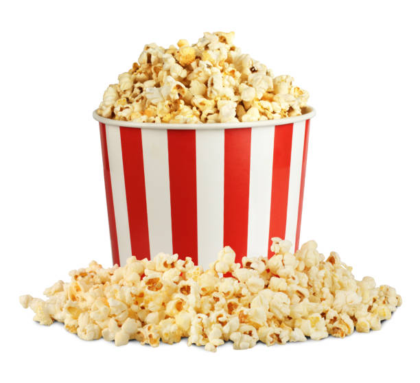 istock Popcorn in box with pill isolated on white, clipping path 691943772