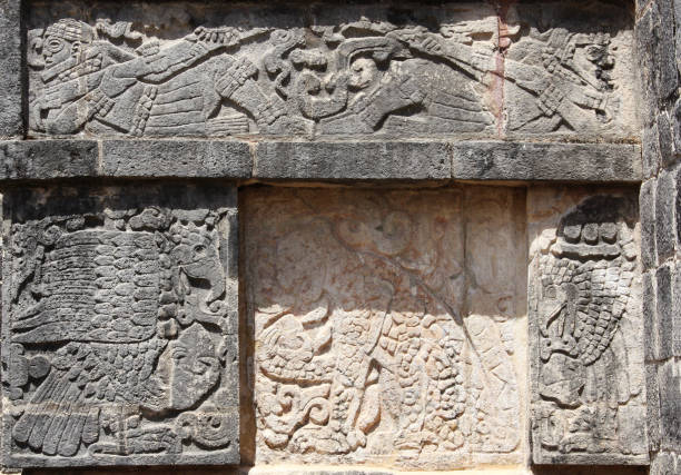istock Bas-relief carving of a jaguar, eagle and warriors, Mexico 691950420