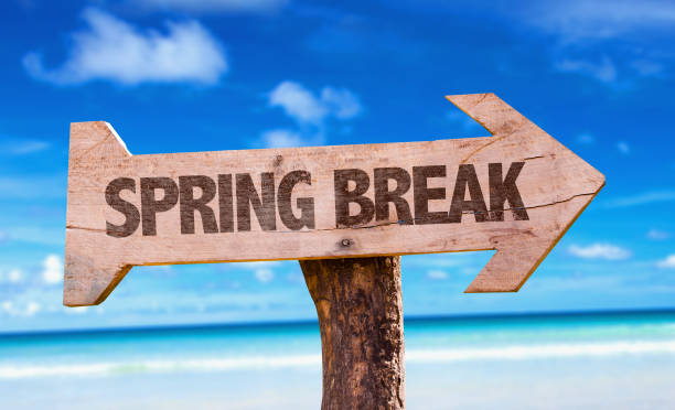 spring break sign - spring break imagens e fotografias de stock