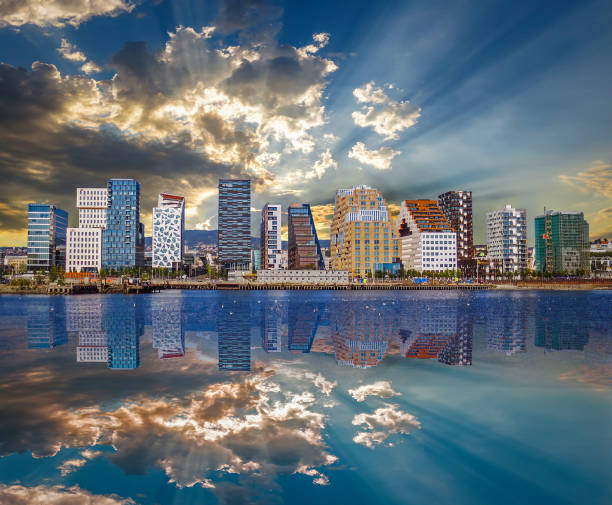 istock City Reflections by the Sea at Sunset 691970558