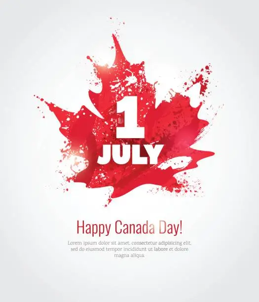 Vector illustration of 1 July. Happy Canada Day greeting card.
