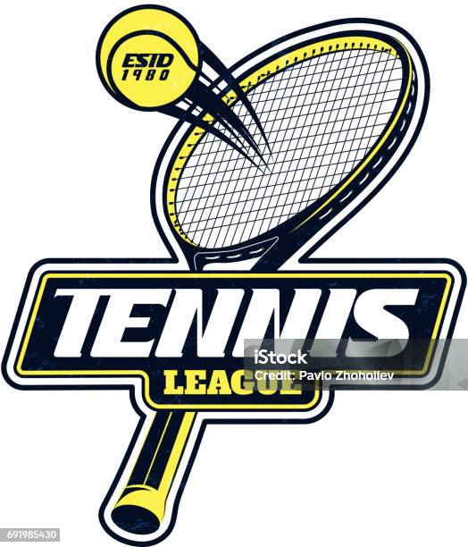 Ilustración de Divisa De Liga De Tenis De Vector Con Texturas Superpuestas Para Su Diseño Impresión O Internet y más Vectores Libres de Derechos de Tenis