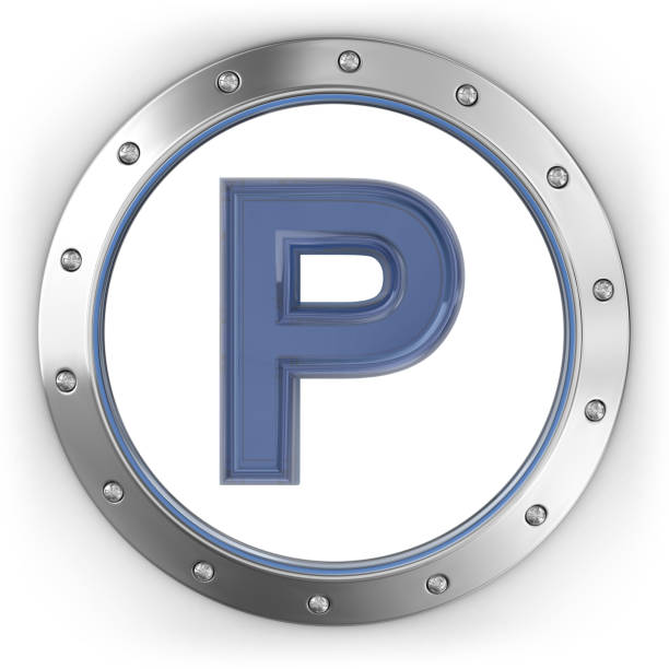 letter P of the alphabet made with landscape with grass, stream and a blue sky