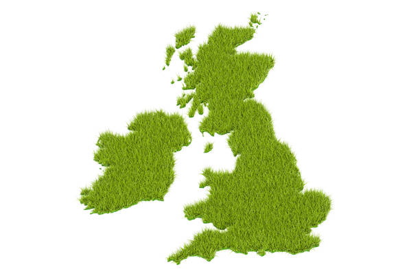 istock Great Britain map from green grass, 3D rendering isolated on white background 691988472
