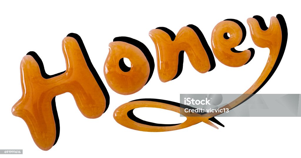 Honey word dessert Word honey on white background Design Stock Photo