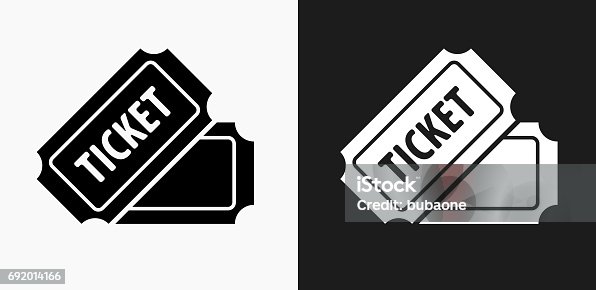 istock Ticket Icon on Black and White Vector Backgrounds 692014166
