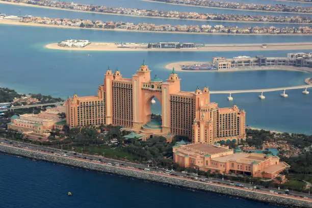 Dubai Atlantis Hotel The Palm Island aerial view photography UAE