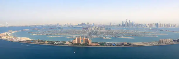 Dubai The Palm Jumeirah Island Atlantis Hotel panorama Marina aerial view photography UAE