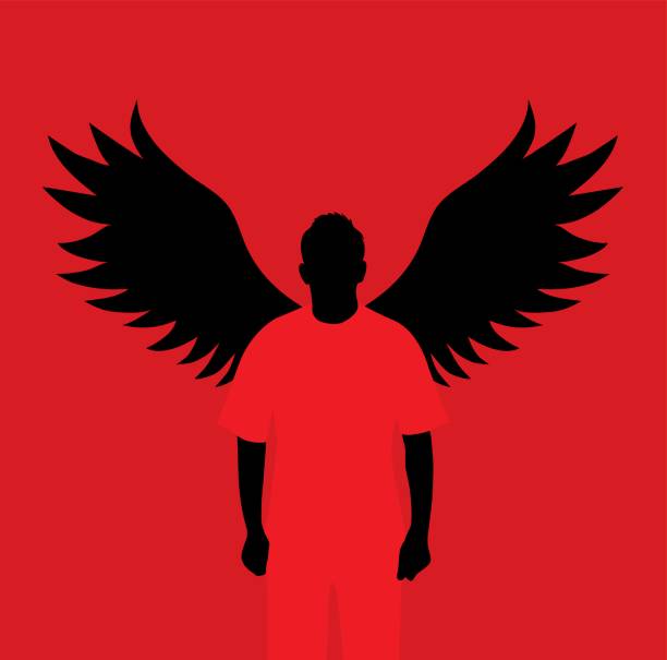 Man with wings vector art illustration