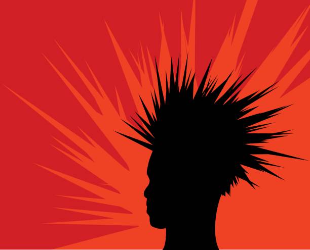 Man with spiky hair vector art illustration