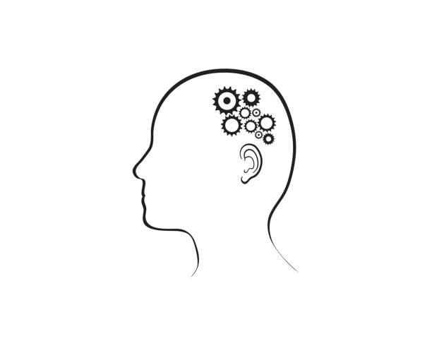 Cogs working in the brain. vector art illustration