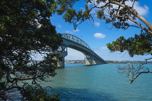 Harbour Bridge from Northcote Point Auckland, New Zealand connects Auckland city to North Shore area. It's iconic bridge to Aucklanders.