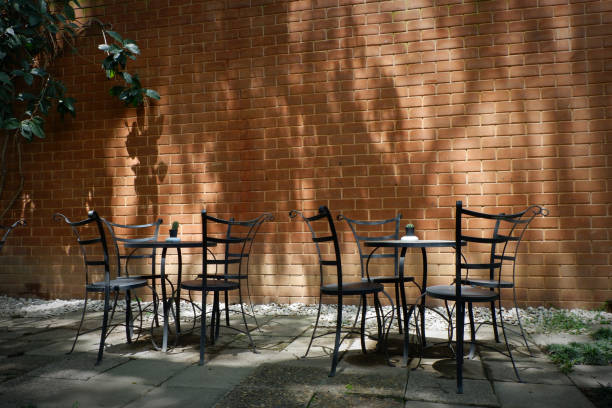 istock Lovely corner, Beautiful chairs with brick wall and beautiful light. 692053144
