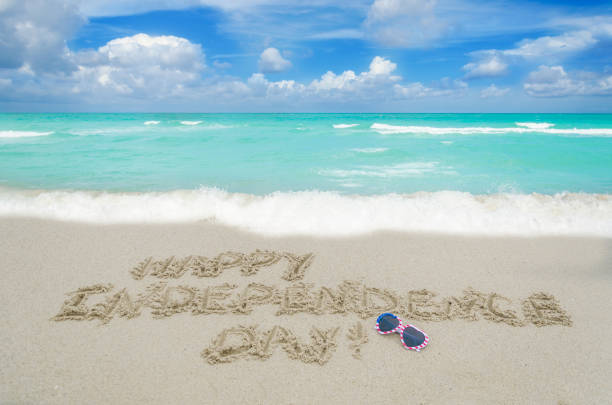 istock Independence USA day background on the beach 692059550