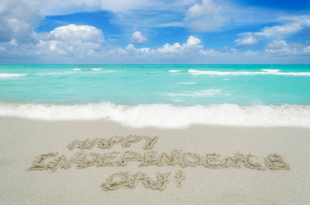 istock Independence USA day background on the beach 692059786