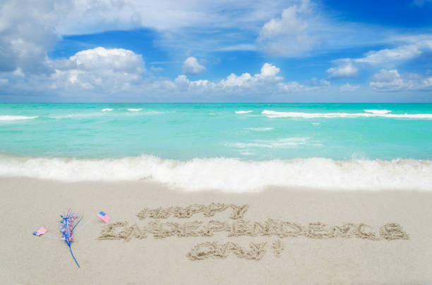 istock Independence USA day background on the beach 692059926