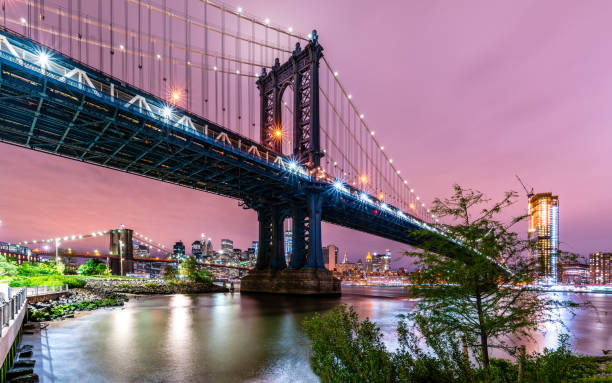 istock Manhattan bridge framing the World Trade Center at night 692067978