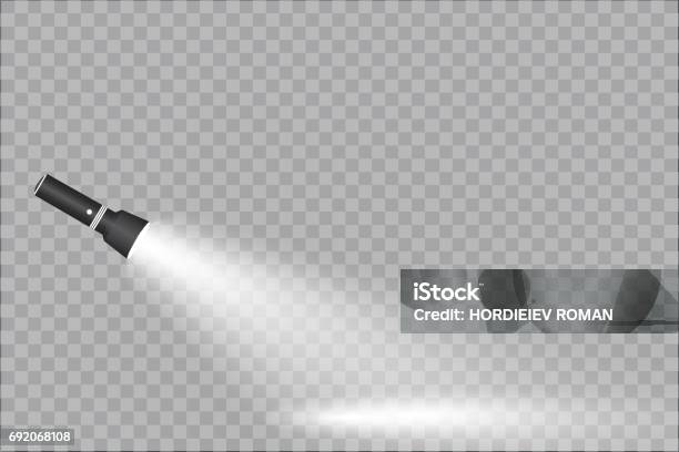 Flashlight On A Transparent Background Stock Illustration - Download Image Now - Flashlight, Transparent Background, Backgrounds