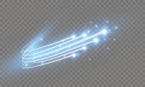 abstraktes vektor glühenden magische stern lichteffekt aus neon unschärfe der gebogen - blurred motion abstract electricity power line stock-grafiken, -clipart, -cartoons und -symbole