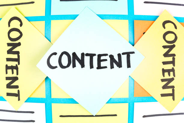 istock Three paper notes with the word content on signboard. Digital marketing 692073574