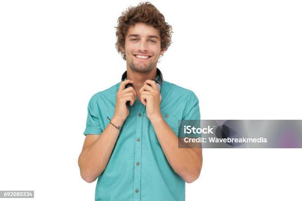 Portrait Of A Young Man With Headphones Smiling Stock Photo - Download Image Now - Young Men, 20-29 Years, Beautiful People