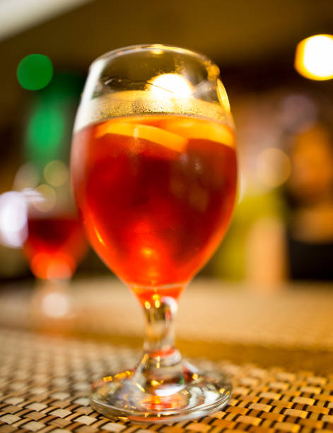 istock Red strawberry drink on the table in the restaurant 692087468