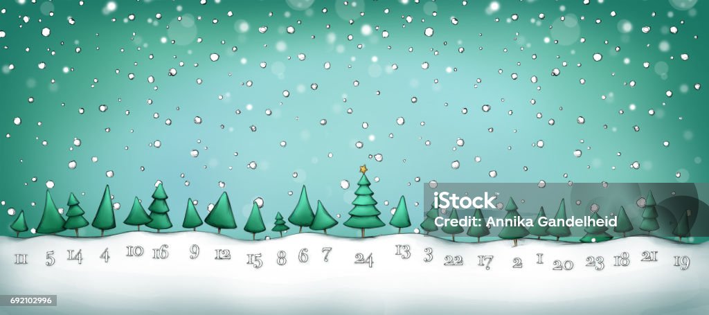 Advent calendar with fir trees Illustration of an Advent calendar with fir trees Advent Calendar stock illustration