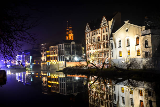 Night city Opole Poland central square area