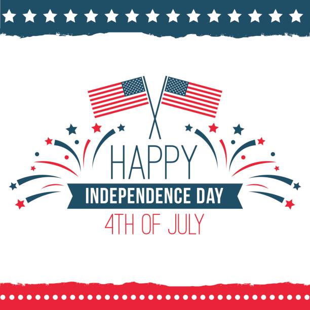 Independence Day of the United States poster set Independence Day of the United States poster set, Fourth of July federal holiday, typical festivity card with star border. Vector flat style illustration on white background independence day stock illustrations