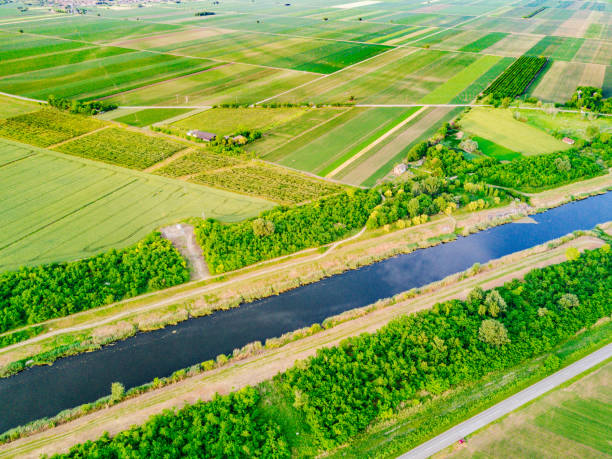 istock Canals spreading around farms for easier irrigation 692143688