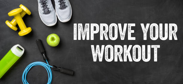 istock Fitness equipment on a dark background - Improve your workout 692145956
